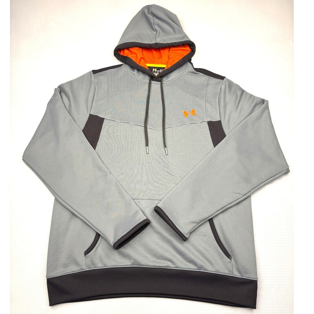Under Armour Catalyst Hoodie Mens Medium Gray Orange Allseasongear Pullover MD M